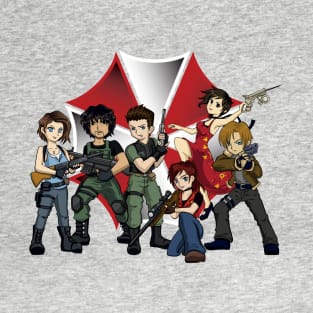 Resident Evil 3/4/Code Veronica chibi characters T-Shirt